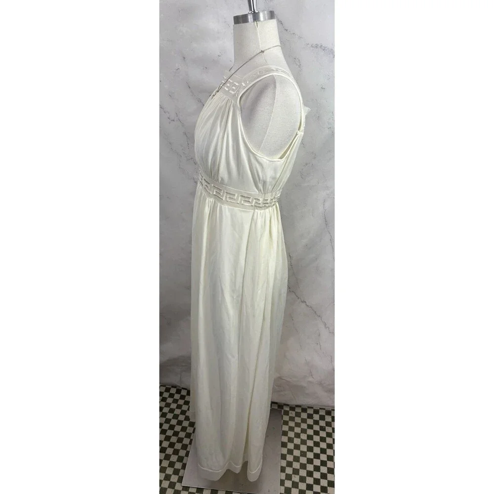 Vintage Grecian Goddess Nightgown Dress White Empire Waist Long Maxi 36 S Bride - Picture 10 of 16